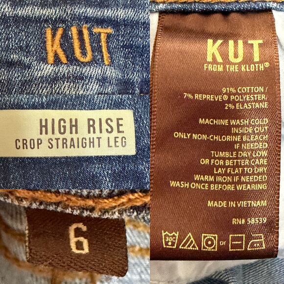 Kut from the Kloth High Rise Crop Straight Leg Jeans size 6 - Picture 8 of 9